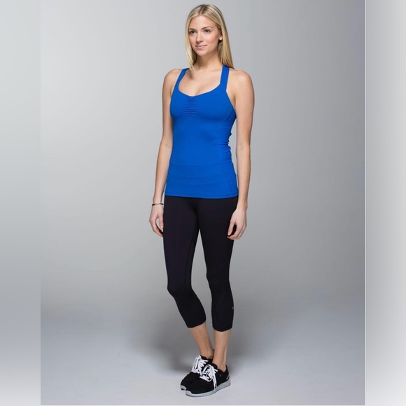 Lululemon Core Kicker Tank Top Baroque Blue Wide Straps Open Back Ribbed Bra 6 - Picture 3 of 16